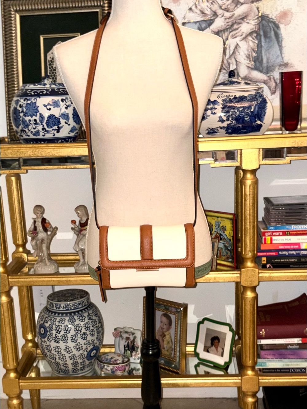 a new day Cream and Tan Crossbody Bag with Adjustable Strap